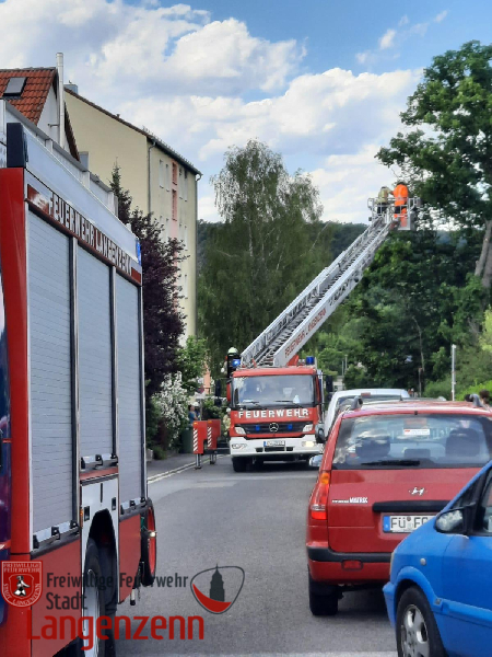 Baum droht auf Haus zu stürzen