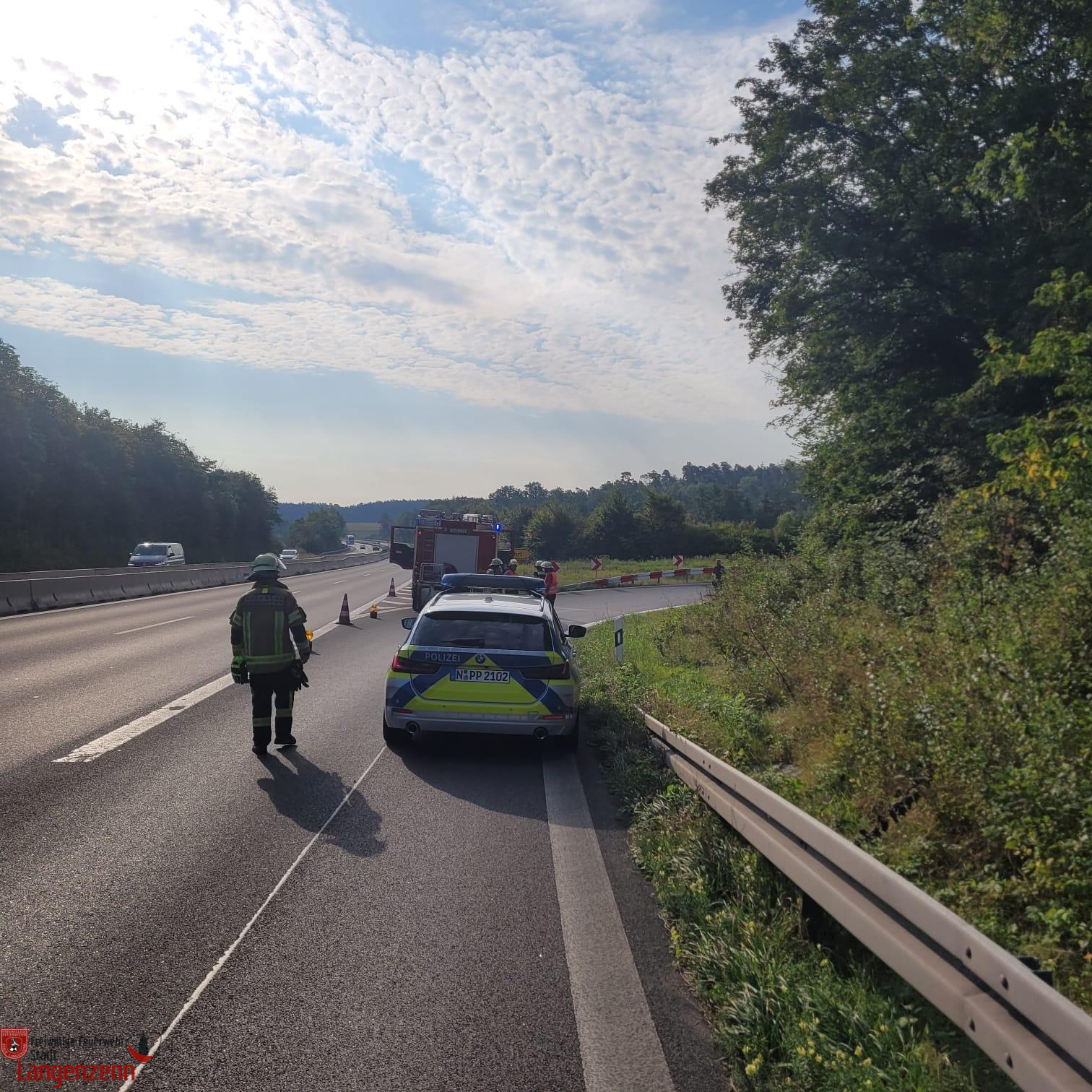 Verkehrsunfall - PKW alleinbeteiligt gegen Leitplanke